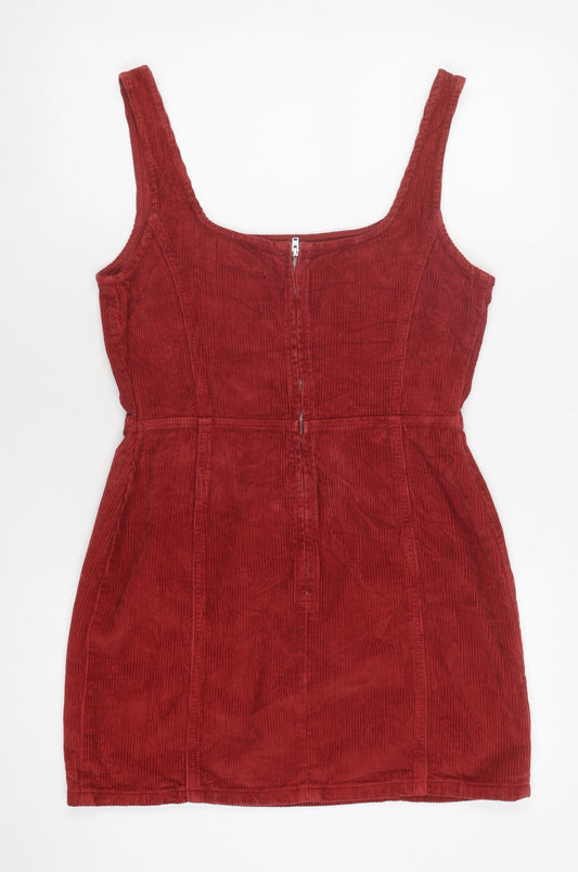 ASOS DESIGN Women's Red Corduroy Pinafore Dress
