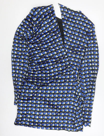 Zara Women's Blue Geometric Shift Dress, Size M