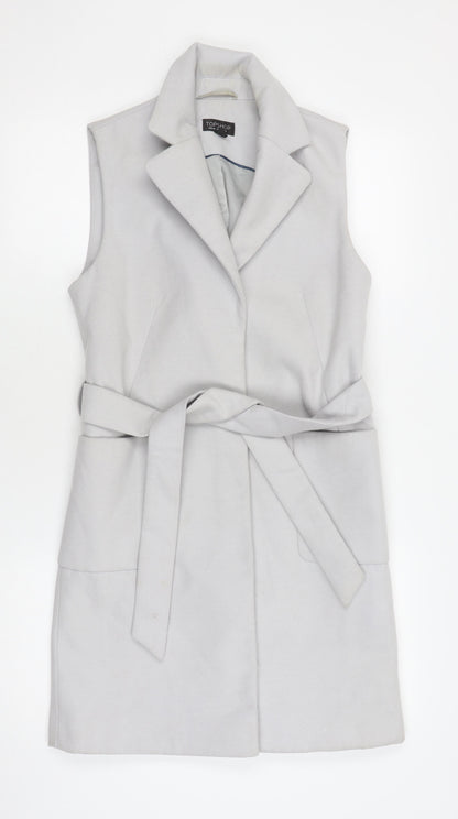Topshop Women's Grey Belted Waistcoat Size 6