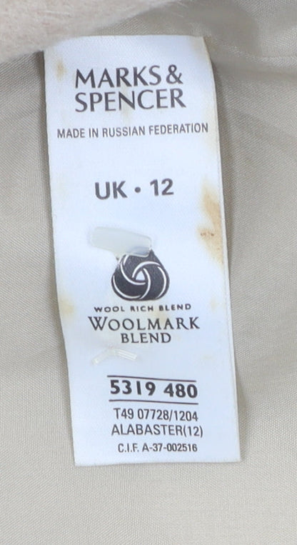 Womens UK Size 12 Marks and Spencer Beige Overcoat