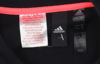 Adidas Boys Black Logo Pullover Top 11-12Y Casual
