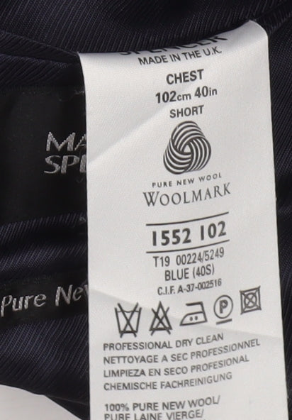 Mens UK Size 40 Marks and Spencer Regular Blue Suit Jacket