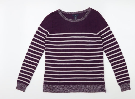 Gap Women's Purple Striped Pullover Jumper, Size S