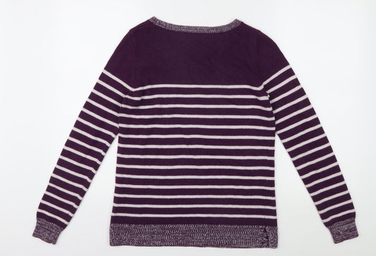 Gap Women's Purple Striped Pullover Jumper, Size S