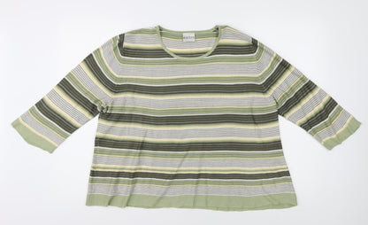 Eastex Women's Green Striped Pullover, Size 18