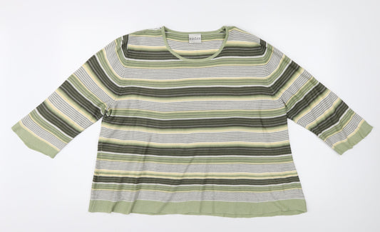 Eastex Women's Green Striped Pullover, Size 18
