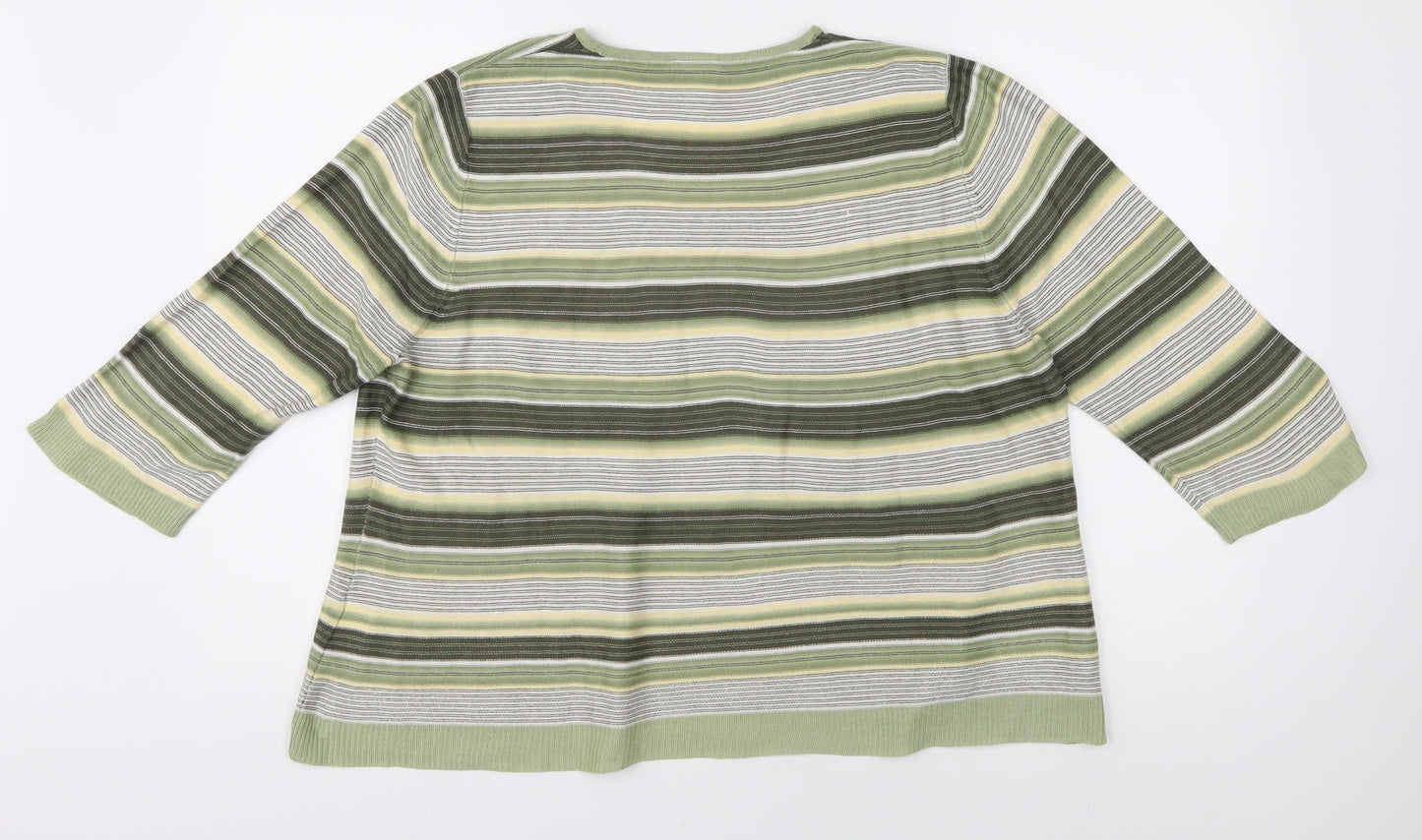Eastex Women's Green Striped Pullover, Size 18