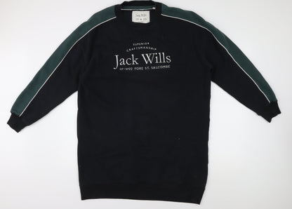 Jack Wills Women's Black Crew Neck Jersey Size 14