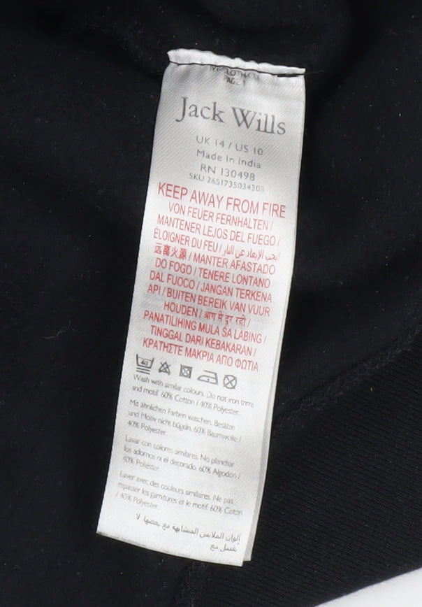 Jack Wills Women's Black Crew Neck Jersey Size 14