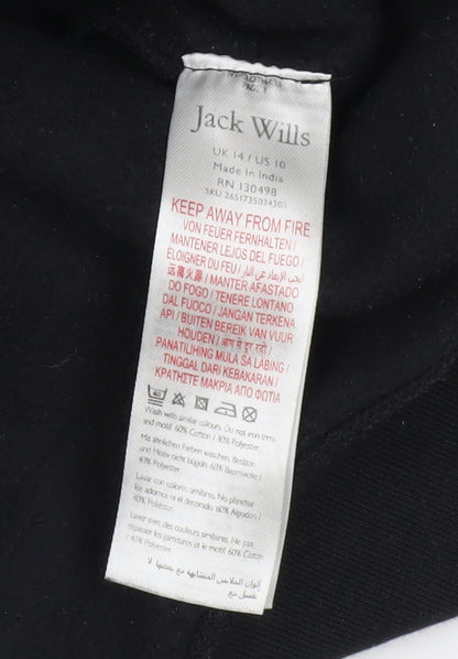Jack Wills Women's Black Crew Neck Jersey Size 14