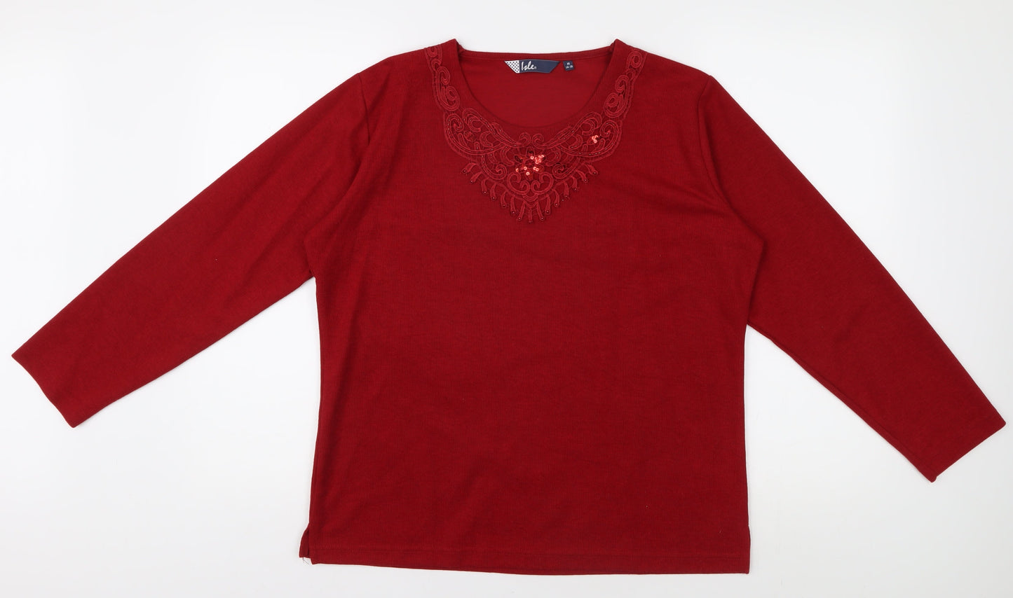 Womens UK Size M Isle Red Basic T-Shirt