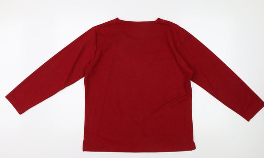 Isle Women's Red Embroidered Long Sleeve T-Shirt, M