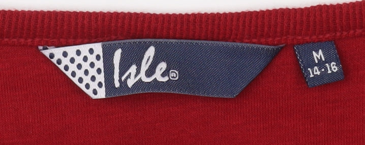 Womens UK Size M Isle Red Basic T-Shirt