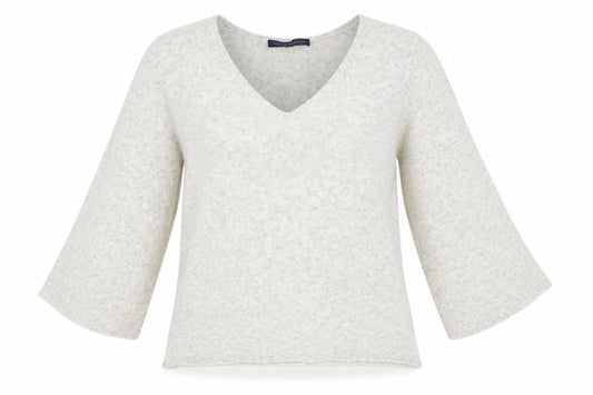 Front view of French Connection Women's Ivory V-Neck Pullover XS