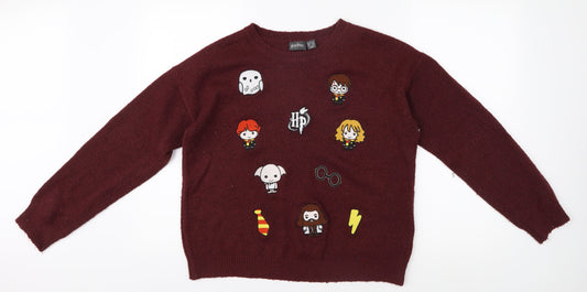 Harry Potter Women's Red Knit Pullover Jumper Size 10/12