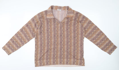 Damart Women's Brown Wool Collared Blouse - Size 18/20