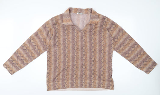 Damart Women's Brown Wool Collared Blouse - Size 18/20