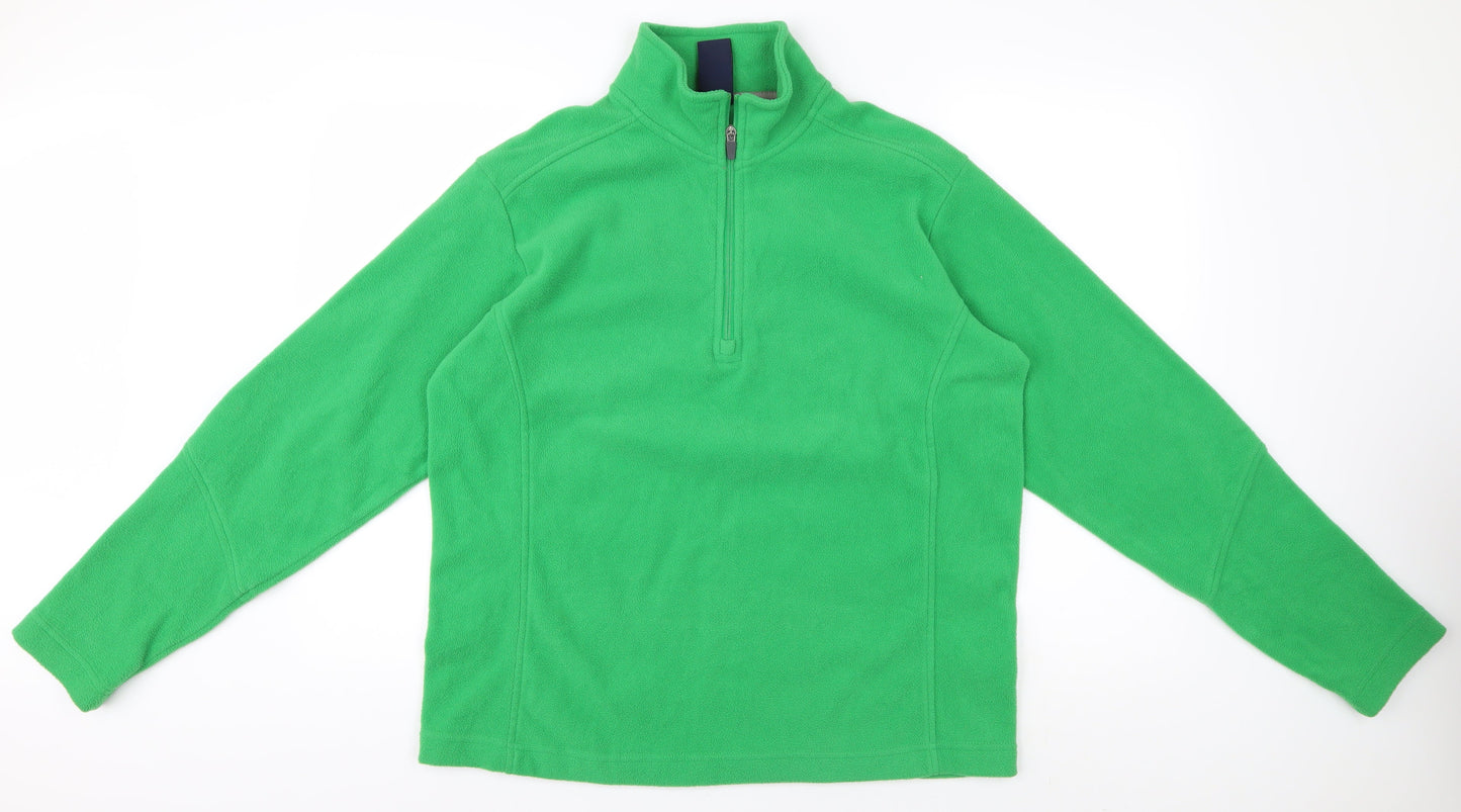 Mens UK Size M Lands' End Green 1/2 Zip Sweatshirt