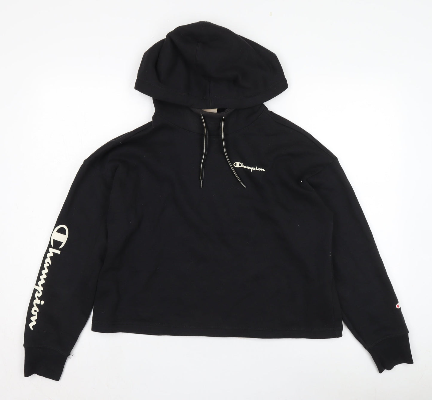 Champion Women's Black Hoodie M Medium Pullover Print