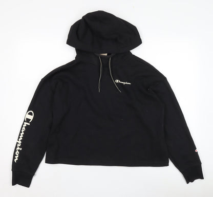 Champion Women's Black Hoodie M Medium Pullover Print