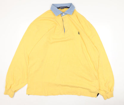 Nautica Men's Yellow XL Long Sleeve Polo Shirt