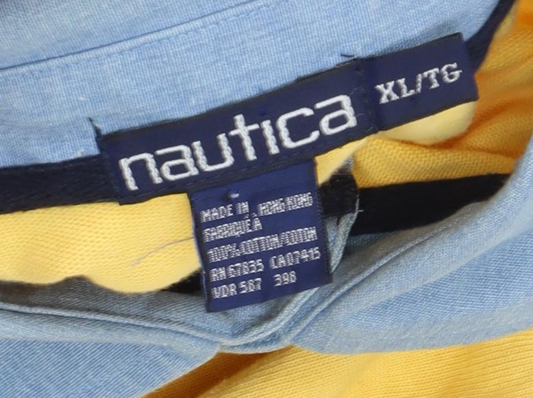 Nautica Men's Yellow XL Long Sleeve Polo Shirt