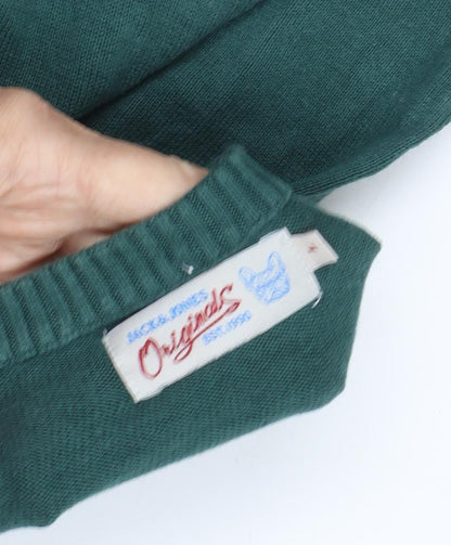 Jack & Jones Men's Green Santa Christmas Jumper Medium