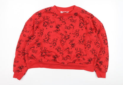 Unisex Adults UK Size 4XL Disney Red Pullover Sweatshirt