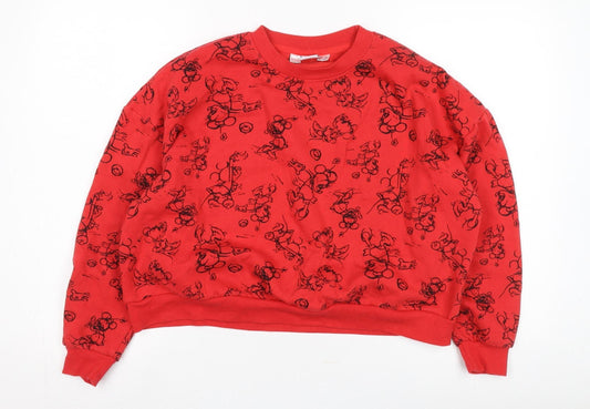 Unisex Adults UK Size 4XL Disney Red Pullover Sweatshirt