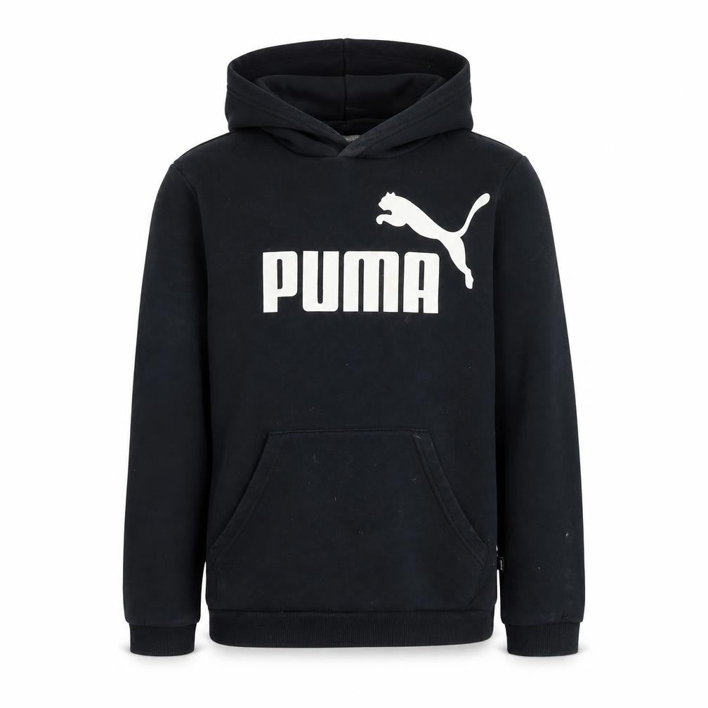 Front view of Puma boys’ black hoodie pullover 16 years - logo, hooded