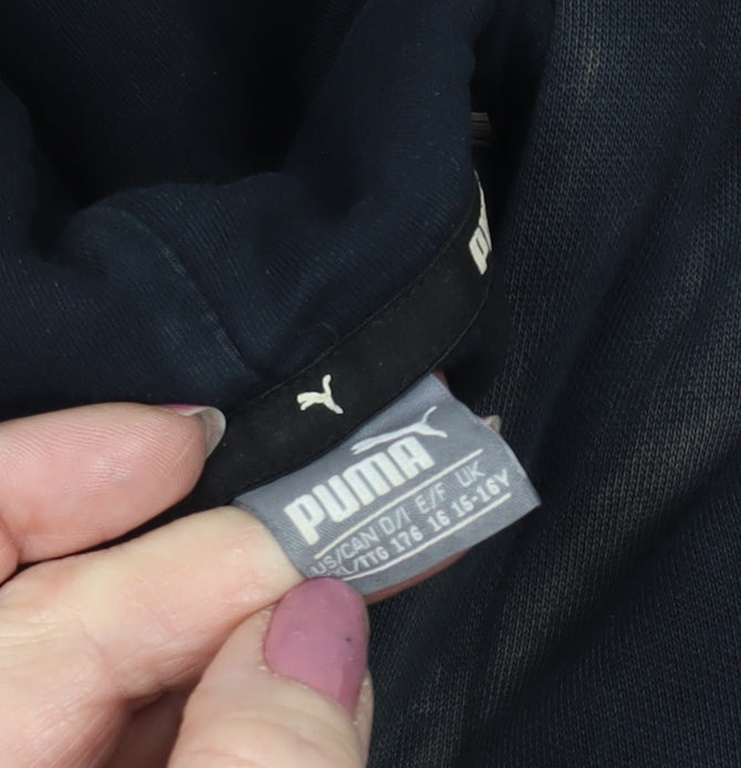 Puma Boys Black Hoodie Pullover 16 Years - Logo, Hooded