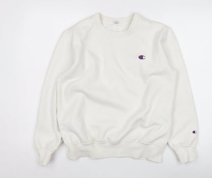 Champion White Unisex Sweatshirt L Cotton Logo Casual