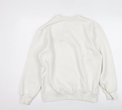 Champion White Unisex Sweatshirt L Cotton Logo Casual