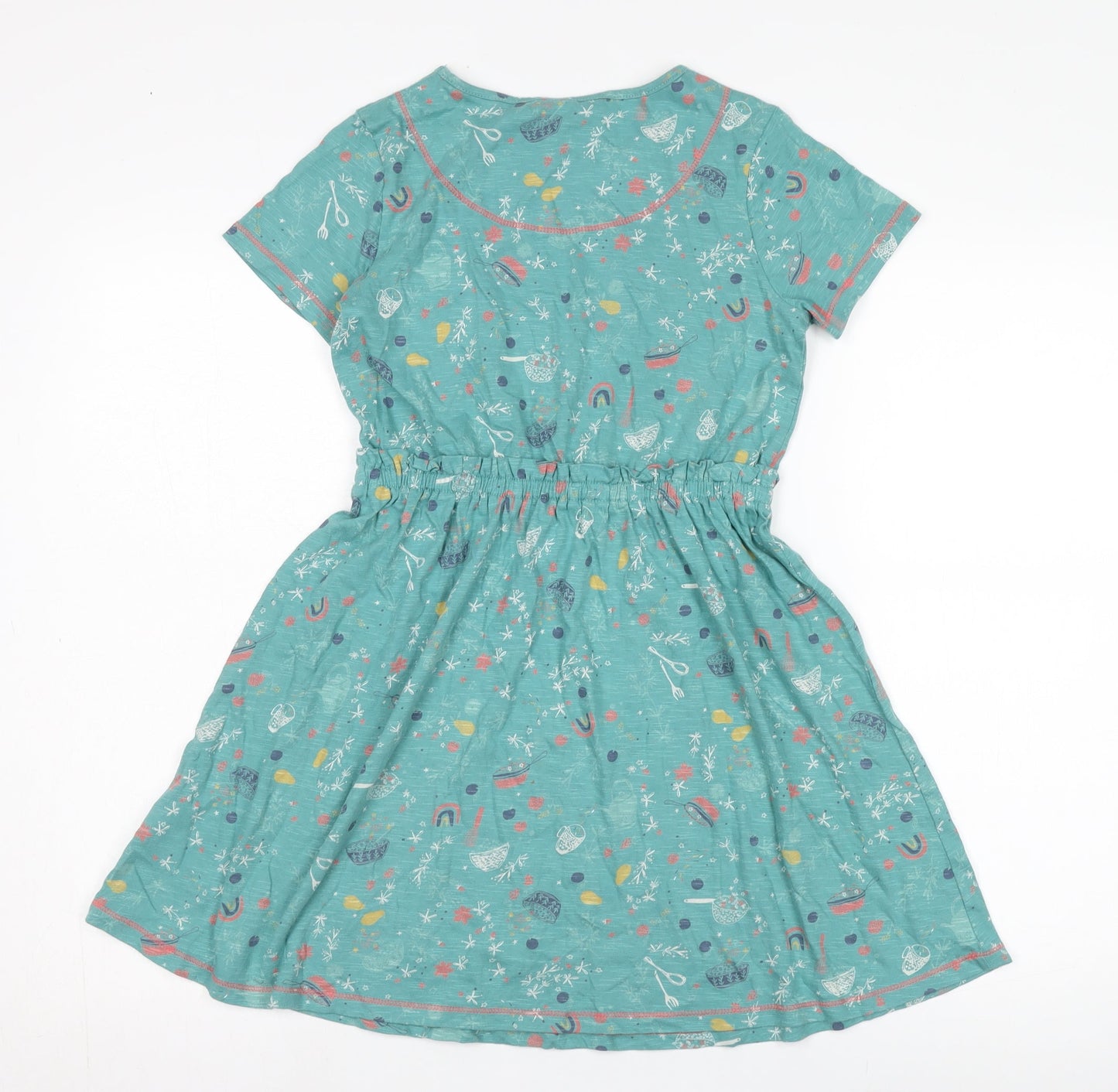 White Stuff Girls Green Novelty A-Line Dress 9-10 Years