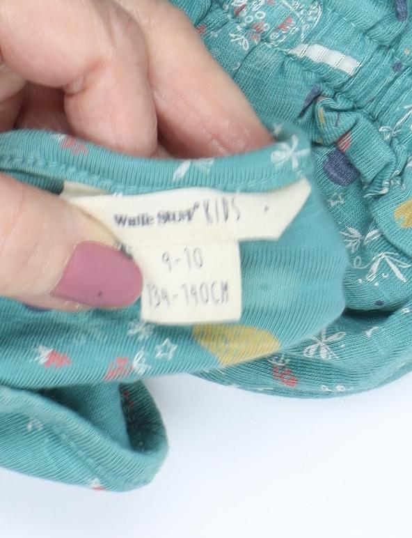 White Stuff Girls Green Novelty A-Line Dress 9-10 Years