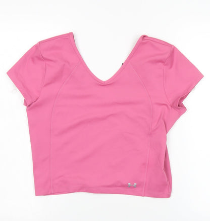 Under Armour Women's Pink Cropped Athletic T-Shirt L