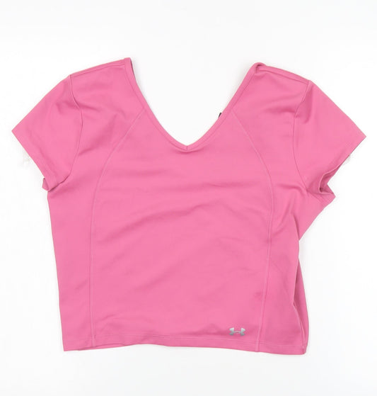 Under Armour Women's Pink Cropped Athletic T-Shirt L