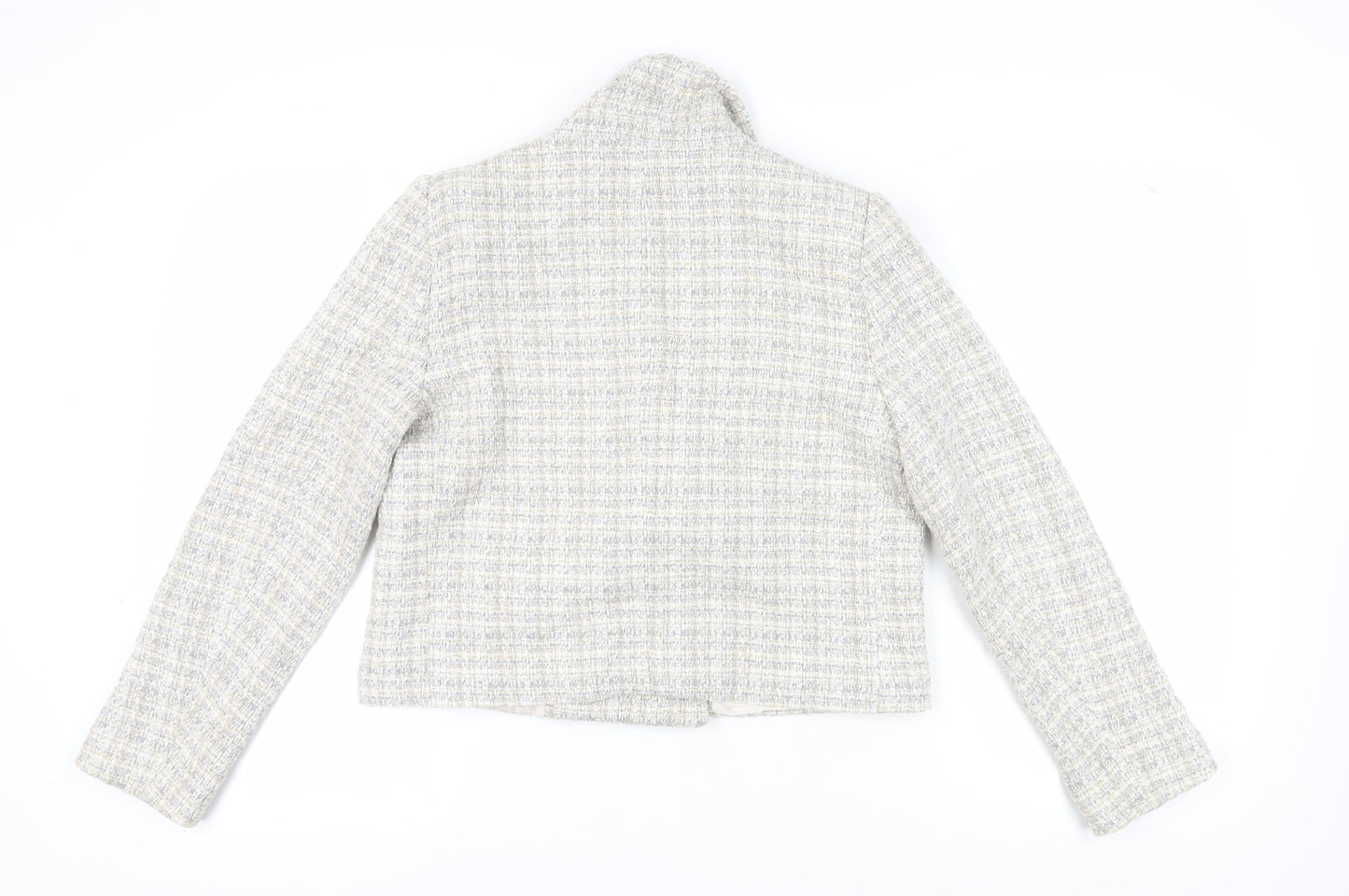 Zara Women's Beige Tweed Cropped Blazer Size 16