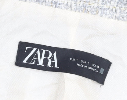 Zara Women's Beige Tweed Cropped Blazer Size 16