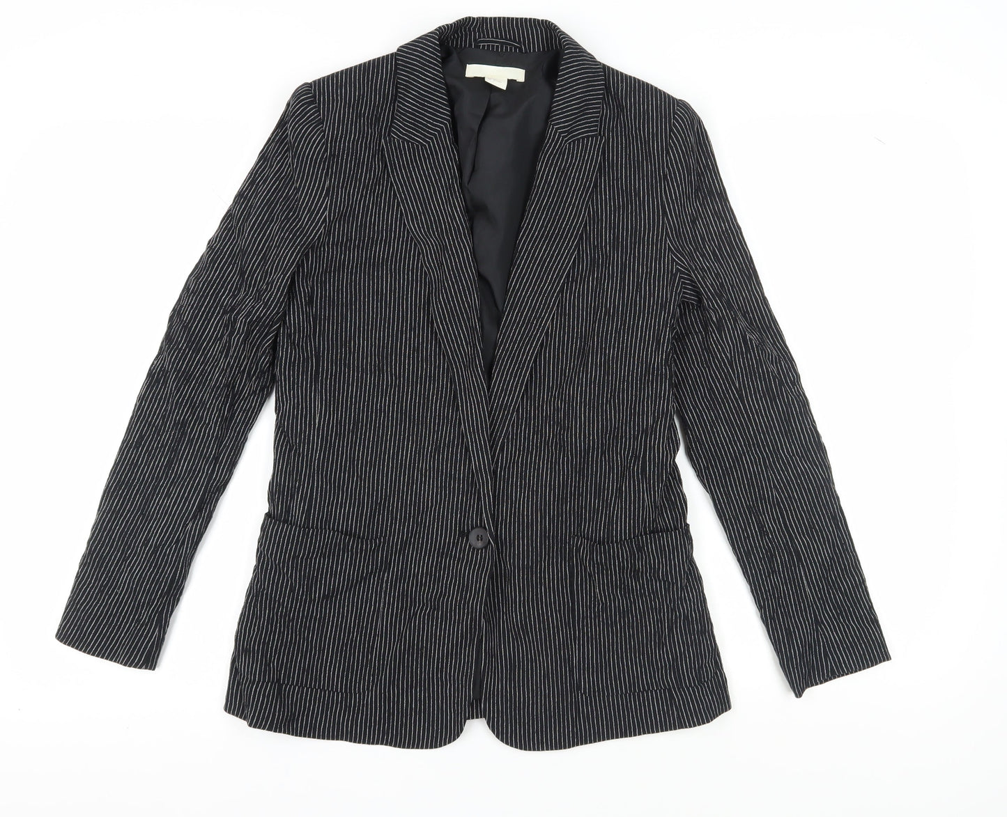 H&M Women's Black Pinstripe Blazer Size 8