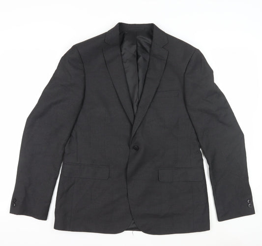 Mens UK Size 42 Moss London Regular Black Suit Jacket