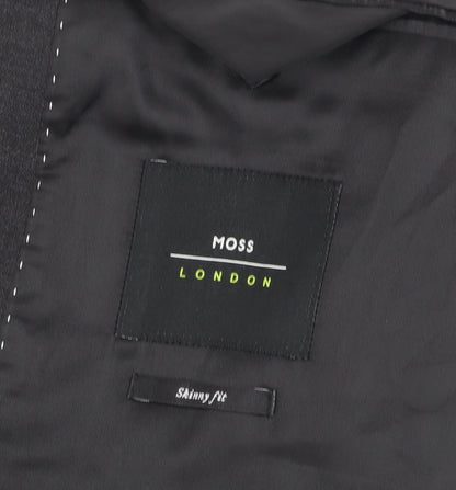 Mens UK Size 42 Moss London Regular Black Suit Jacket