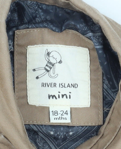 River Island Unisex Beige Duffle Coat 18-24 Months with Buttons