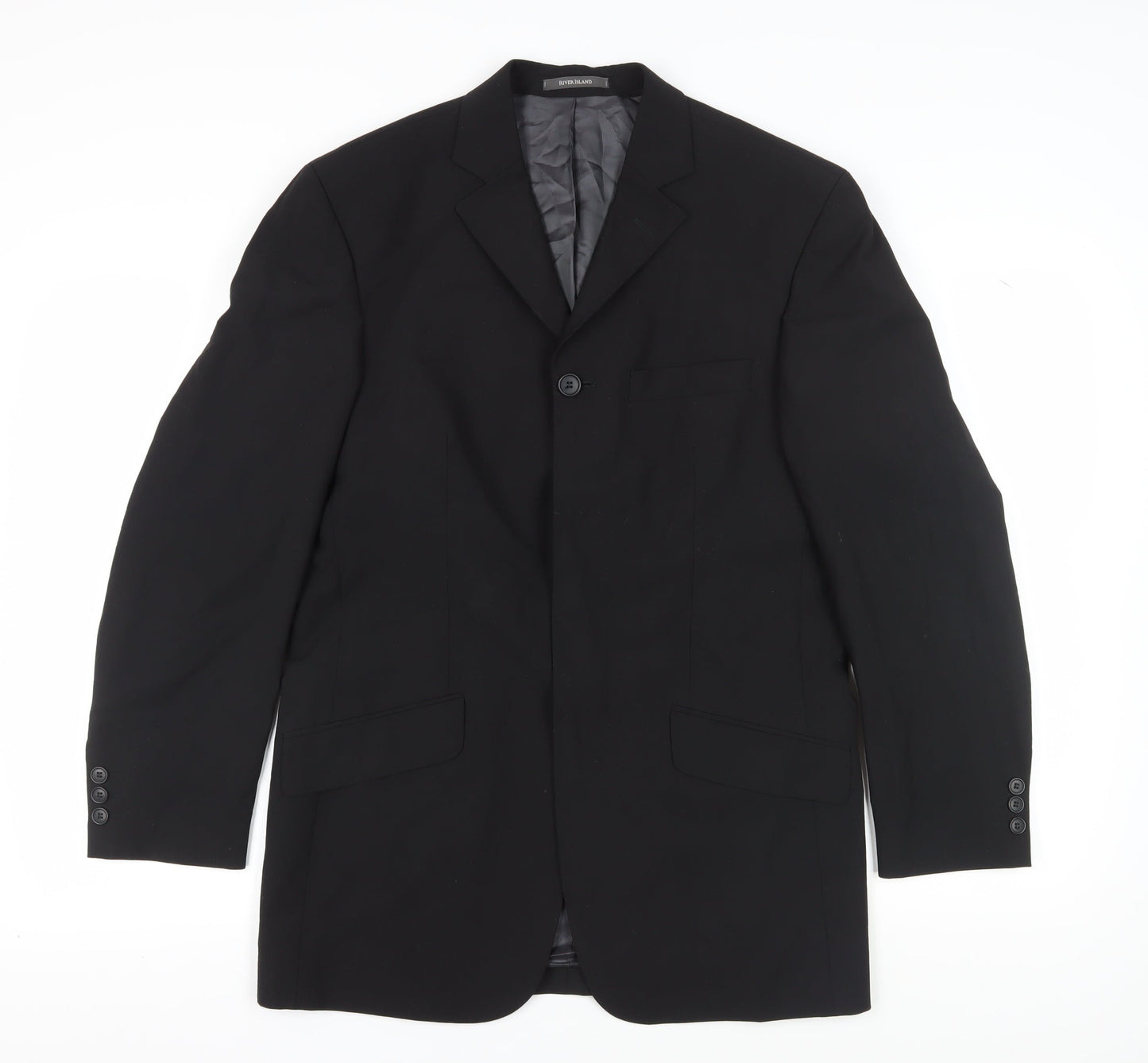 Mens UK Size 36 River Island Regular Black Suit Jacket