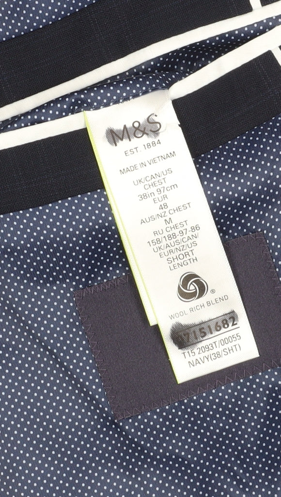 Mens UK Size 38 Marks and Spencer Regular Blue Suit Jacket