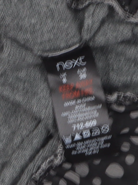 Next Grey Shift Dress Women Size 8 Polka Dot Hem