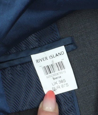 Mens UK Size 38 River Island Regular Grey Suit Jacket