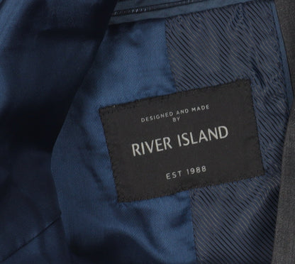 Mens UK Size 38 River Island Regular Grey Suit Jacket