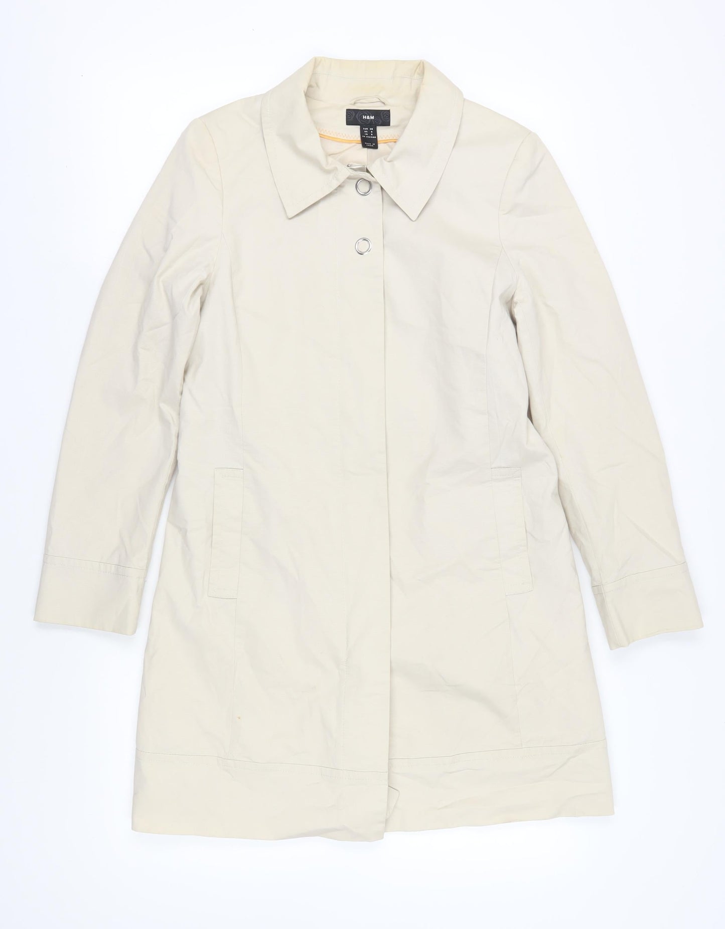 H&M Beige Overcoat Women Size 10 Casual Spring Trench