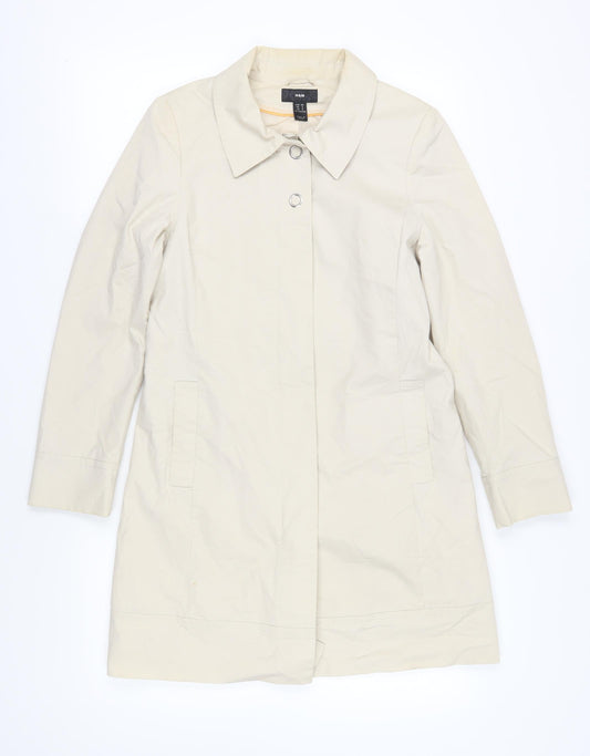 H&M Beige Overcoat Women Size 10 Casual Spring Trench